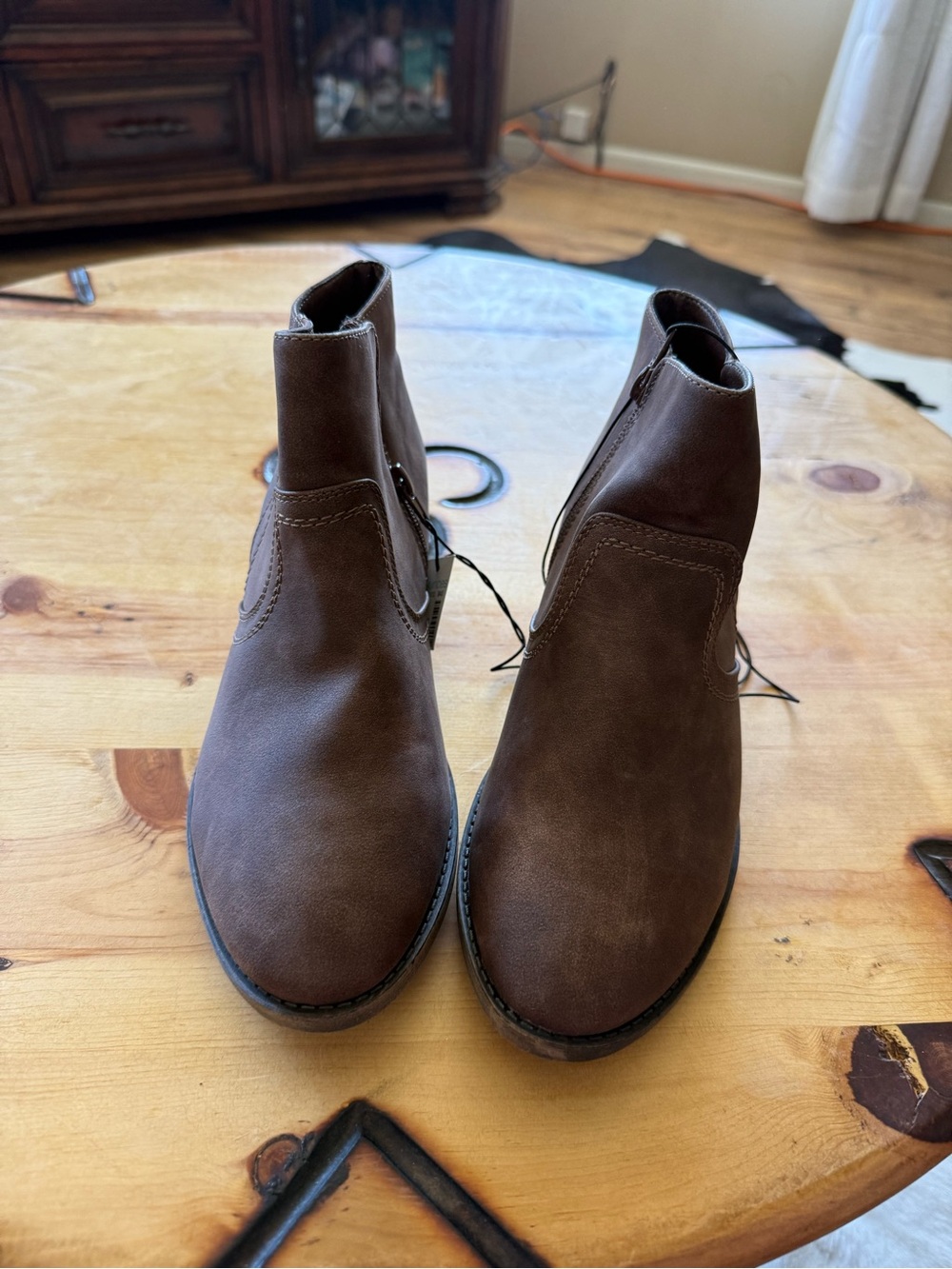 Maurices Brown Suede Ankle Booties - Side Zip